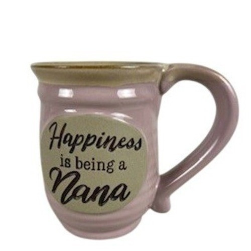 Nana Mug‎ Hand Painted Pink Ceramic "Happiness is Being a Nana" Coffee Tea Mug